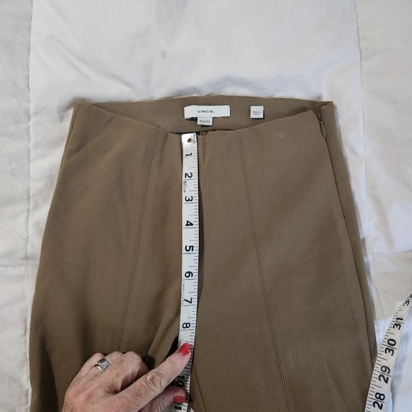 Vince Italian Cotton-Blend Stitch-Front Seam  Leggings Size XXS Oak Wood Hi Rise - Picture 11 of 12